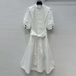 Louis Vuitton Women Puff-Sleeve Shirt Dress 1AIAOP