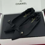 Chanel Damen Ballerinas Seidensatin-Schwarz G46546