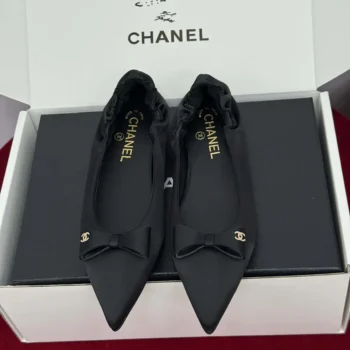 Ballerine Chanel da donna in raso di seta-nero G46546