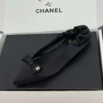 Chanel Damen Ballerinas Seidensatin-Schwarz G46546