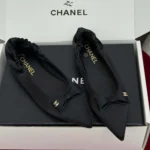 Chanel Damen Ballerinas Seidensatin-Schwarz G46546