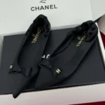 Chanel Damen Ballerinas Seidensatin-Schwarz G46546