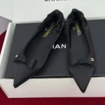 Chanel Damen Ballerinas Seidensatin-Schwarz G46546