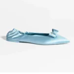 Ballerines Chanel pour femme en satin de soie bleu G46609