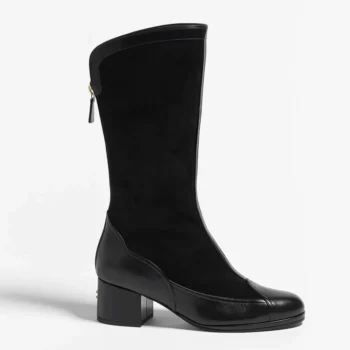 Chanel Höga Stövlar Dam Mocka Kalvskinn Lammskinn-Svart