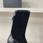Botas altas Chanel para mujer de ante y piel de becerro, color negro