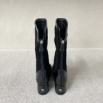 Botas altas Chanel para mujer de ante y piel de becerro, color negro