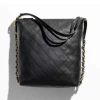 Chanel Women Large Backpack Calfskin Gold Tone Metal-Black (1)