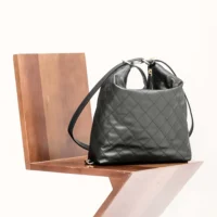 Chanel Women Large Backpack Calfskin Gold Tone Metal-Black (1)