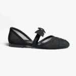 Chanel Mary Janes para mujer de malla de grogrén negro G46193