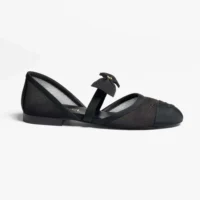 Chanel Women Mary Janes Mesh Grosgrain-Black G46193