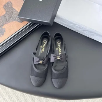 Chanel Women Mary Janes Mesh Grosgrain-Black G46193