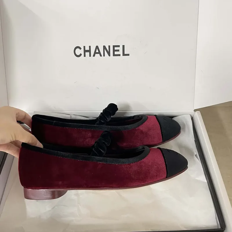 Chanel Women Mary Janes Velvet Maroon G46193