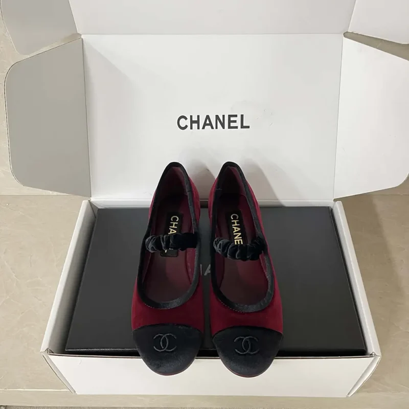 Chanel Women Mary Janes Velvet Maroon G46193