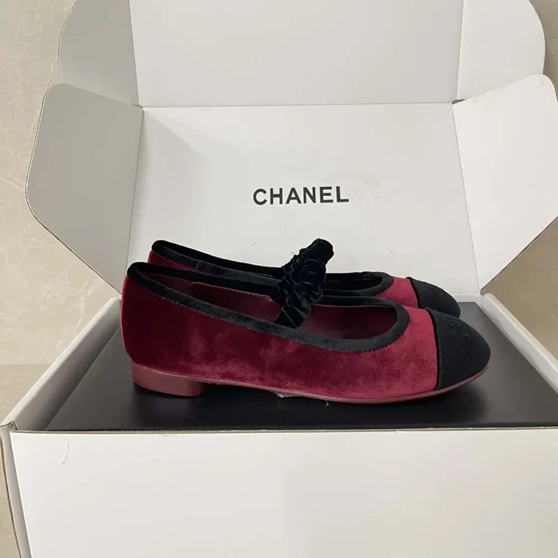 Chanel Women Mary Janes Velvet Maroon G46193