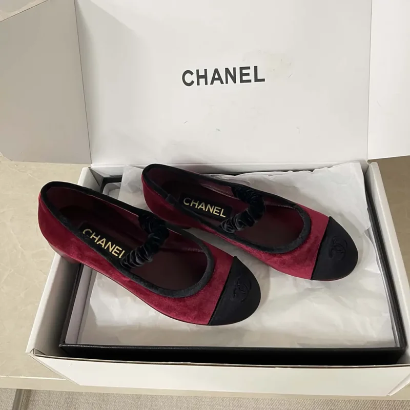 Chanel Women Mary Janes Velvet Maroon G46193