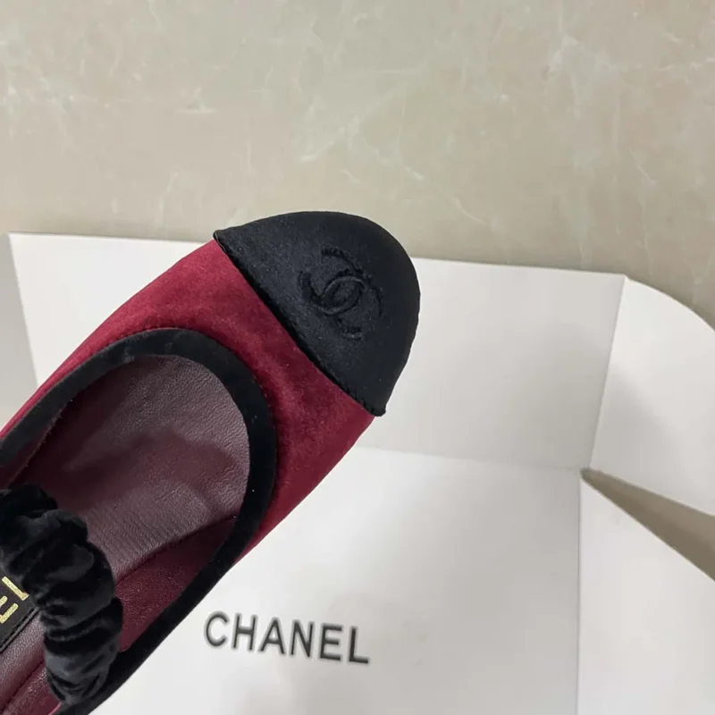 Chanel Women Mary Janes Velvet Maroon G46193