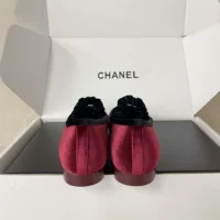 Chanel Women Mary Janes Velvet Maroon G46193 (1)