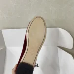 Chanel Mary Janes para mujer, terciopelo granate, G46193