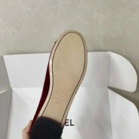 Chanel Women Mary Janes Velvet Maroon G46193 (1)