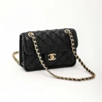 Chanel Women Mini Flap Bag Metallized Braided Calfskin Gold Tone Metal-Gold