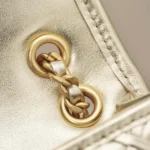 Chanel Women Mini Flap Bag Metallized Braided Calfskin Gold Tone Metal-Gold
