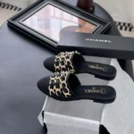 Chanel Damen Pantoletten Lammleder Grosgrain-Schwarz G46653