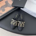 Chanel Damen Pantoletten Lammleder Grosgrain-Schwarz G46653