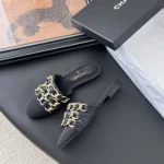 Chanel Damen Pantoletten Lammleder Grosgrain-Schwarz G46653