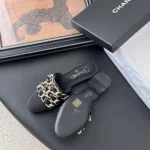 Chanel Damen Pantoletten Lammleder Grosgrain-Schwarz G46653