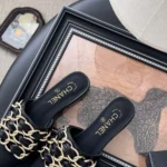 Chanel Damen Pantoletten Lammleder Grosgrain-Schwarz G46653