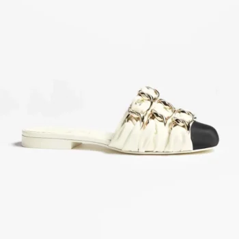 Chanel Women Mules Lambskin Grosgrain-White G46193