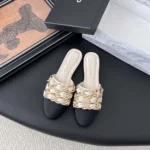 Chanel Women Mules Lambskin Grosgrain-White G46193