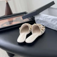 Chanel Women Mules Lambskin Grosgrain-White G46193 (1)