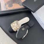 Chanel Women Mules Lambskin Grosgrain-White G46193