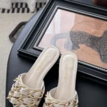 Chanel Women Mules Lambskin Grosgrain-White G46193