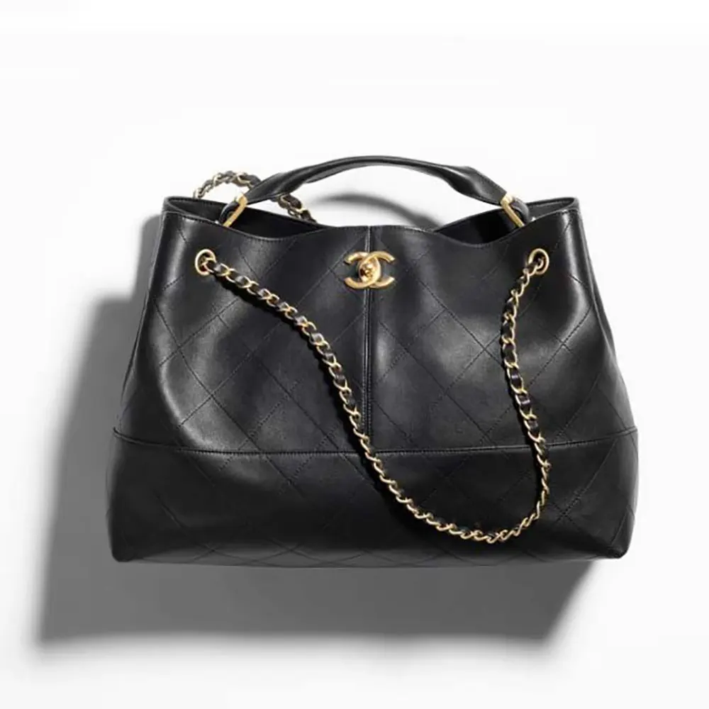 Chanel Women Shopping Bag Calfskin Gold Tone Metal AS5657 (1) Chanel Women Shopping Bag Calfskin Gold Tone Metal AS5657