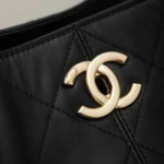 Chanel Women Shopping Bag Calfskin Gold Tone Metal AS5657