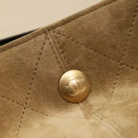 Chanel Women Shopping Bag Suede Calfskin Shiny Lambskin Gold Tone Metal (1)