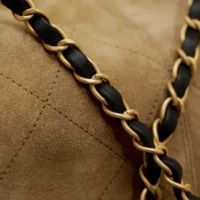 Chanel Women Shopping Bag Suede Calfskin Shiny Lambskin Gold Tone Metal (1)