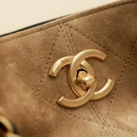Chanel Women Shopping Bag Suede Calfskin Shiny Lambskin Gold Tone Metal (1)