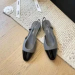 Chanel Dam Slingbacks Getskinn Grosgrain-GråSvart