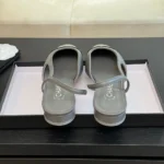 Escarpins Chanel Femme Slingbacks en cuir de chèvre gros-grain - Gris