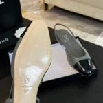 Escarpins Chanel Femme Slingbacks en cuir de chèvre gros-grain - Gris