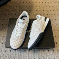 Chanel Women Sneakers Calfskin-White & Light Gray G45839 (1)