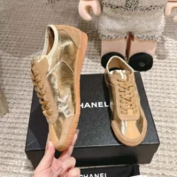 Chanel Women Sneakers Crumpled Laminated Calfskin Suede Calfskin G46614 (1)