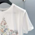 Dior Men T-Shirt White Cotton and Linen Jersey with Multicolor Dior Star Motif