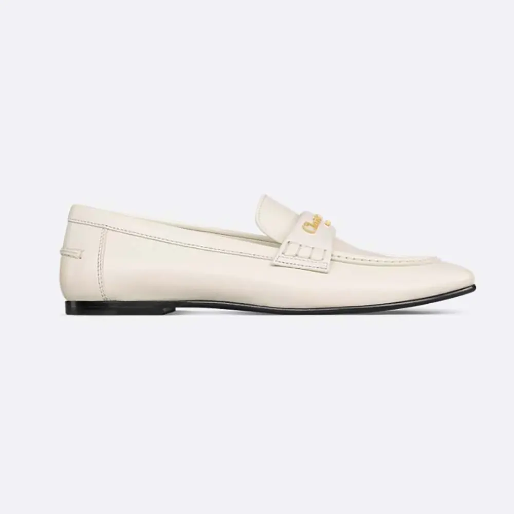Dior Women Boy Loafer White Supple Calfskin KDF039VSO (1) Dior Women Boy Loafer White Supple Calfskin KDF039VSO