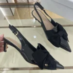 Dior Women Diorissimo Slingback Pump Black Patent Calfskin and Grosgrain