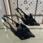Dior Women Diorissimo Slingback Pump Black Patent Calfskin and Grosgrain